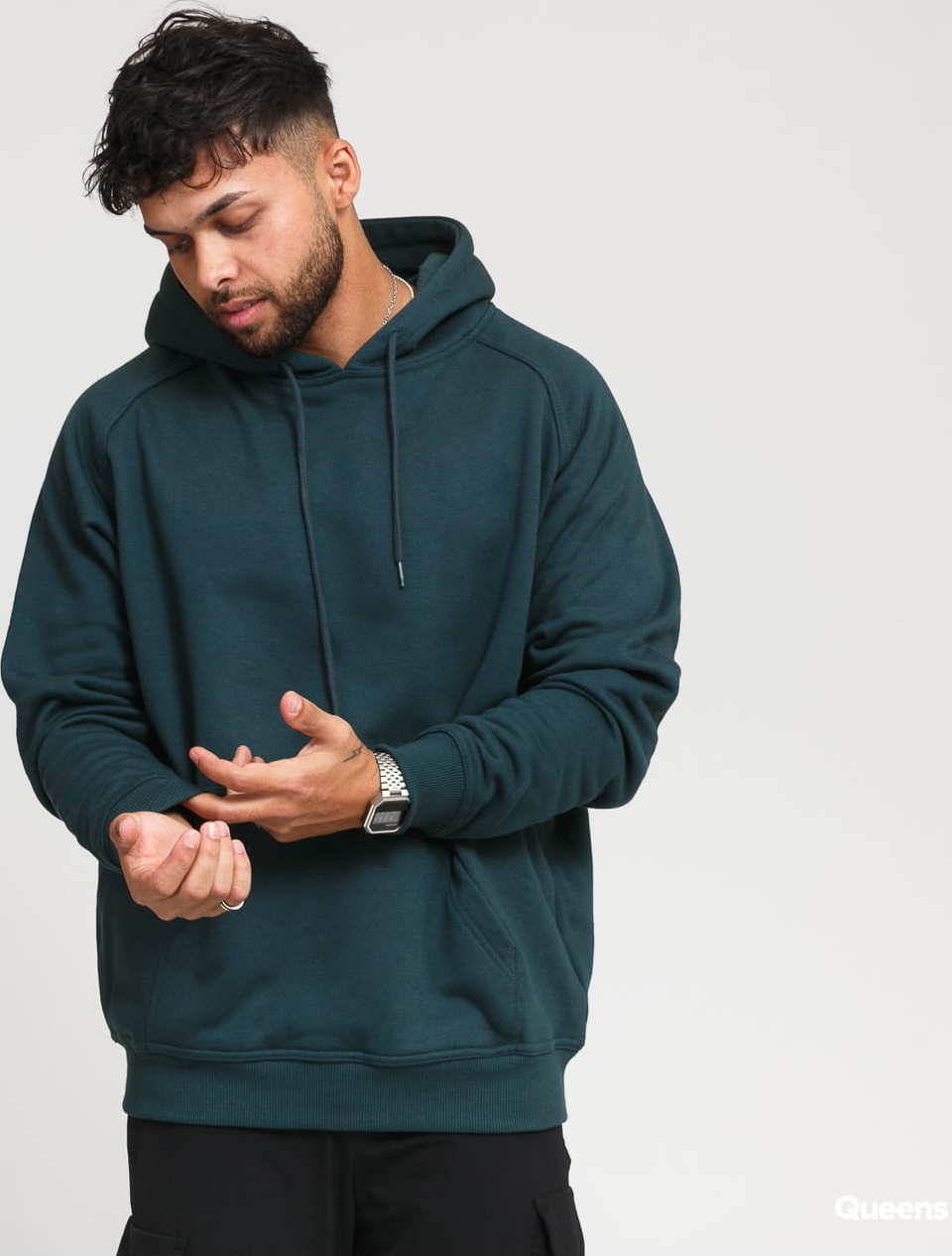 Urban Classics Blank Hoody tmavě zelená XXL