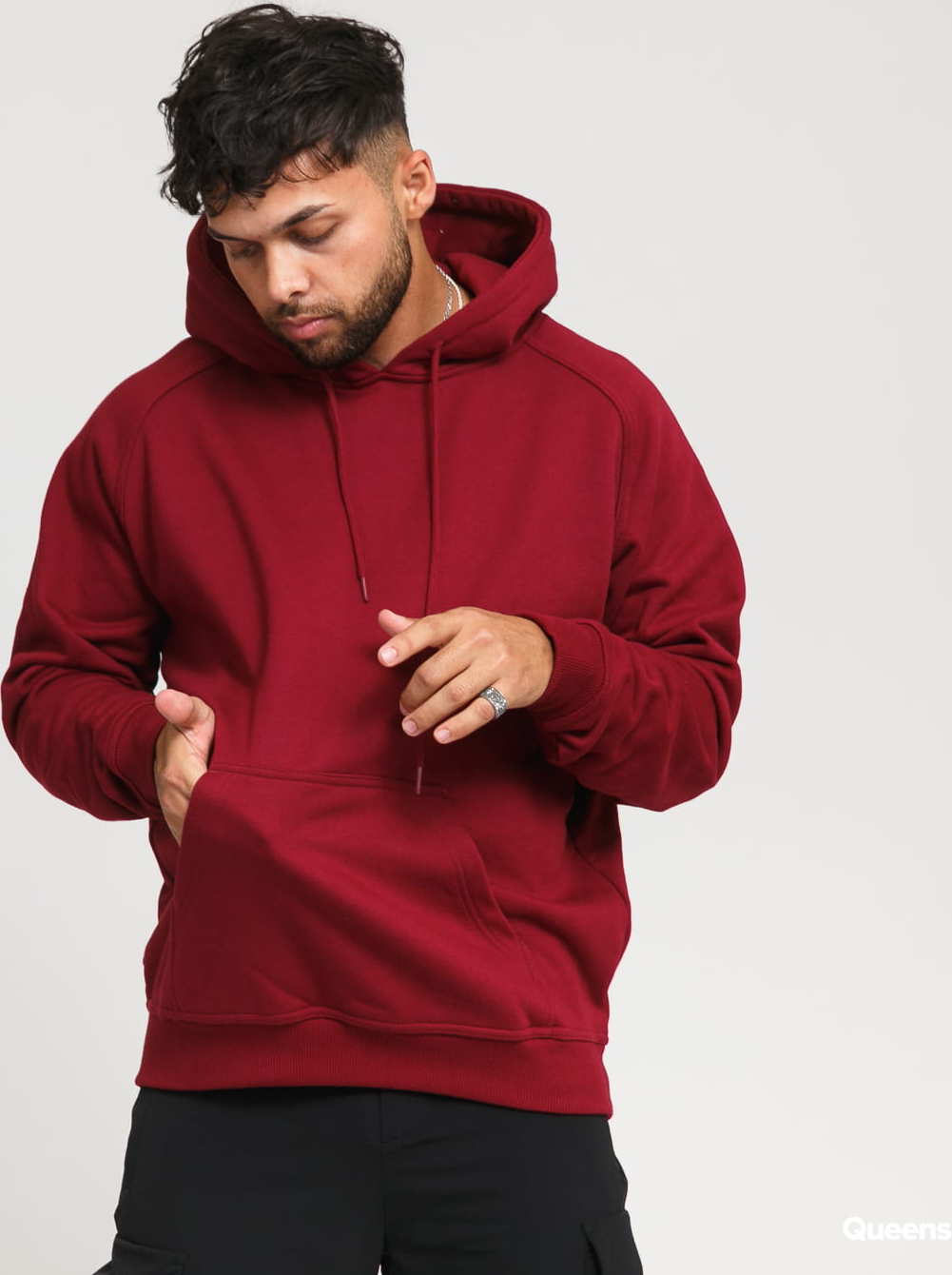 Urban Classics Blank Hoody tmavě vínová S
