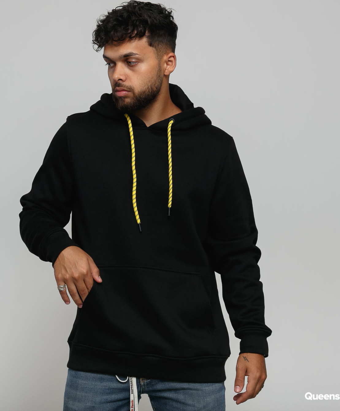 Urban Classics Contrast Drawstring Hoody černá S