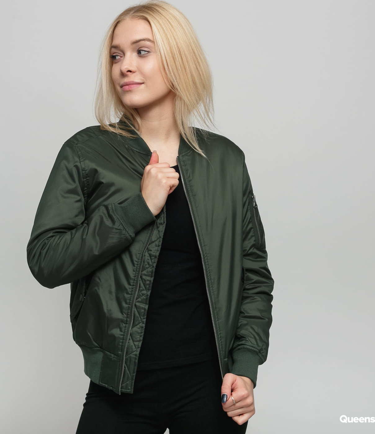 Urban Classics Ladies Basic Bomber Jacket olivová XS