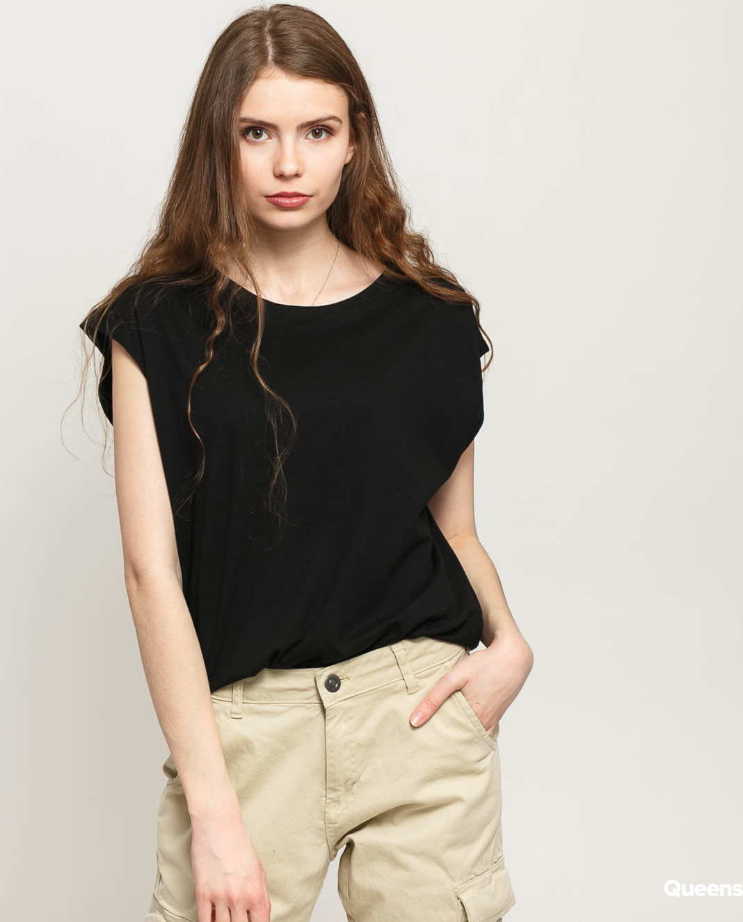Urban Classics Ladies Basic Shaped Tee černé XL