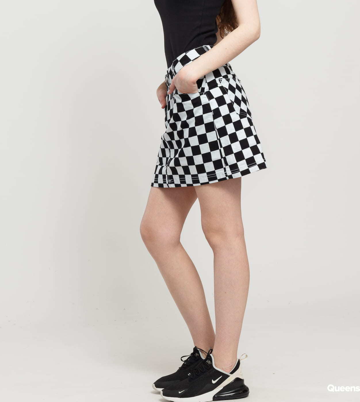 Urban Classics Ladies Check Twill Skirt světle šedá / černá L