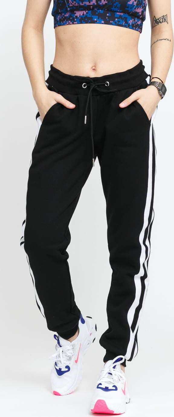 Urban Classics Ladies College Contrast Sweatpants černé / bílé XL
