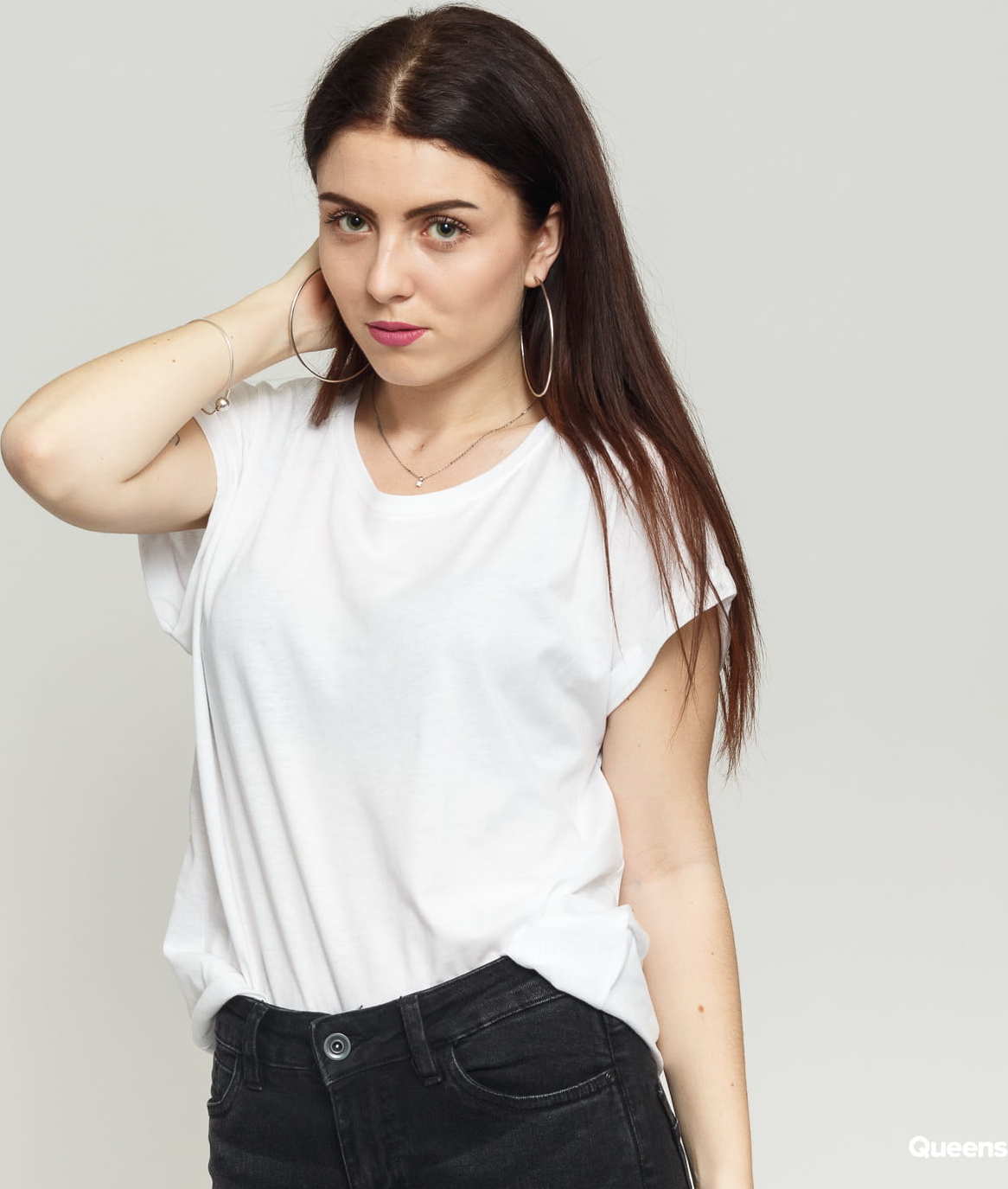 Urban Classics Ladies Extended Shoulder Tee bílé XL