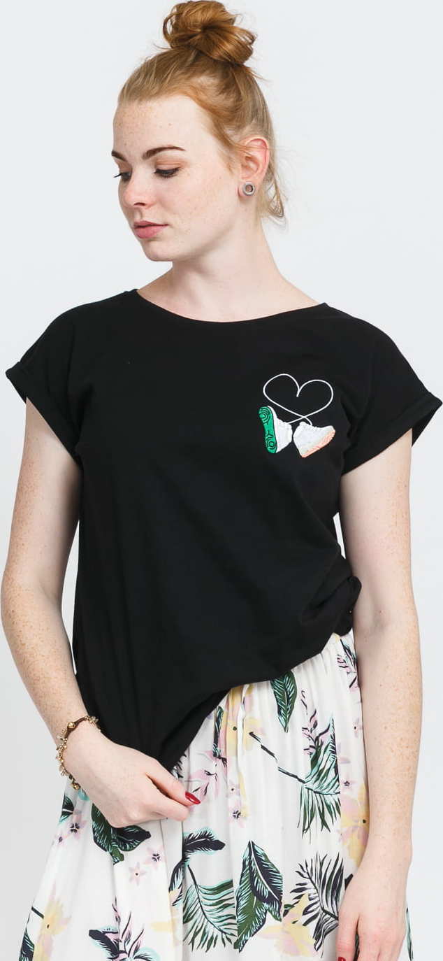 Urban Classics Ladies Kicks Love EMB Tee černé XL