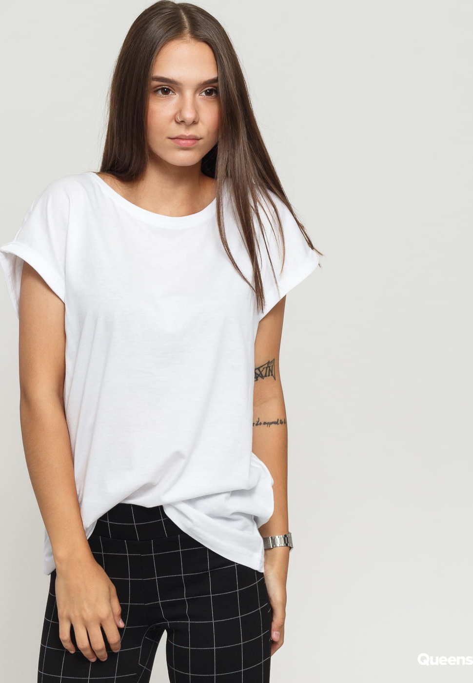 Urban Classics Ladies Organic Extended Shoulder Tee bílé XS