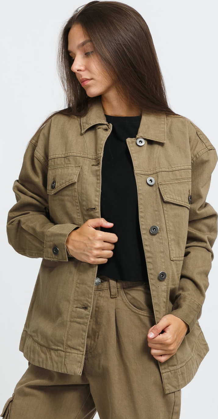 Urban Classics Ladies Oversized Shirt Jacket olivová XL