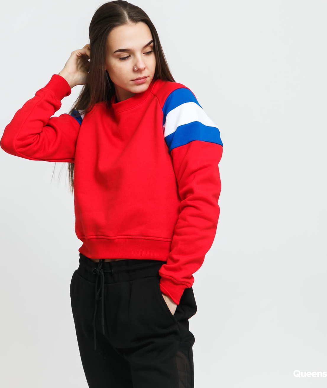 Urban Classics Ladies Sleeve Stripe Crew červená / modrá / bílá M