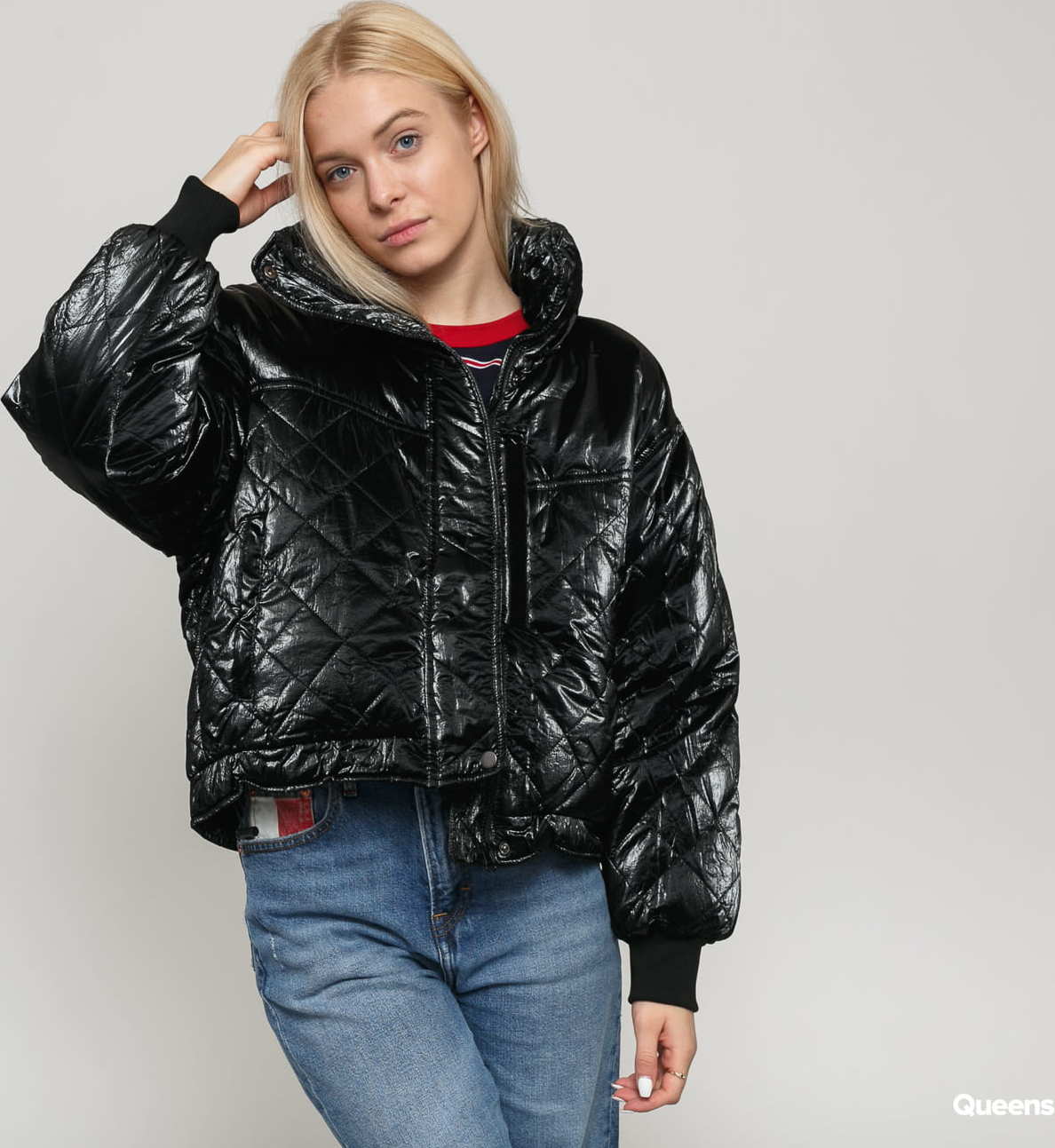 Urban Classics Ladies Vanish Oversized Diamond Quilt Jacket černá XS
