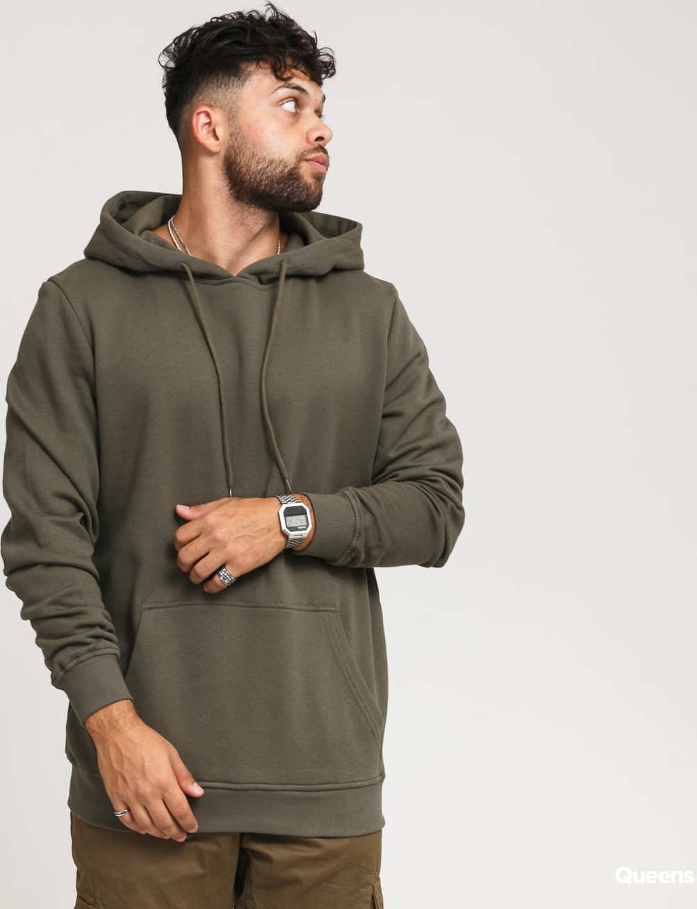 Urban Classics Organic Basic Hoody olivová 3XL