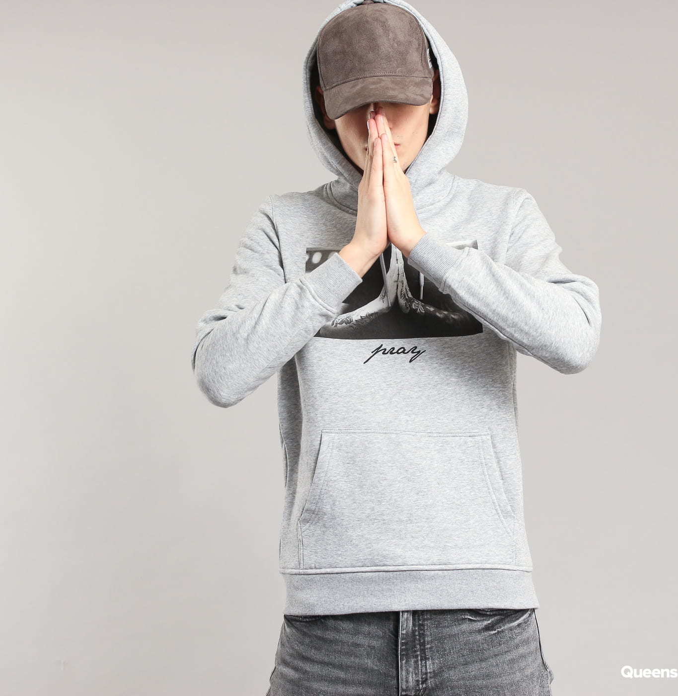 Urban Classics Pray Hoody melange šedá S
