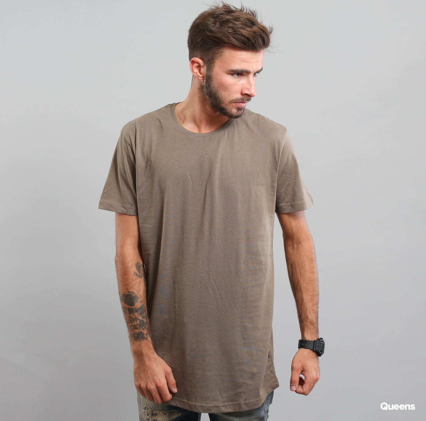 Urban Classics Shaped Long Tee khaki M