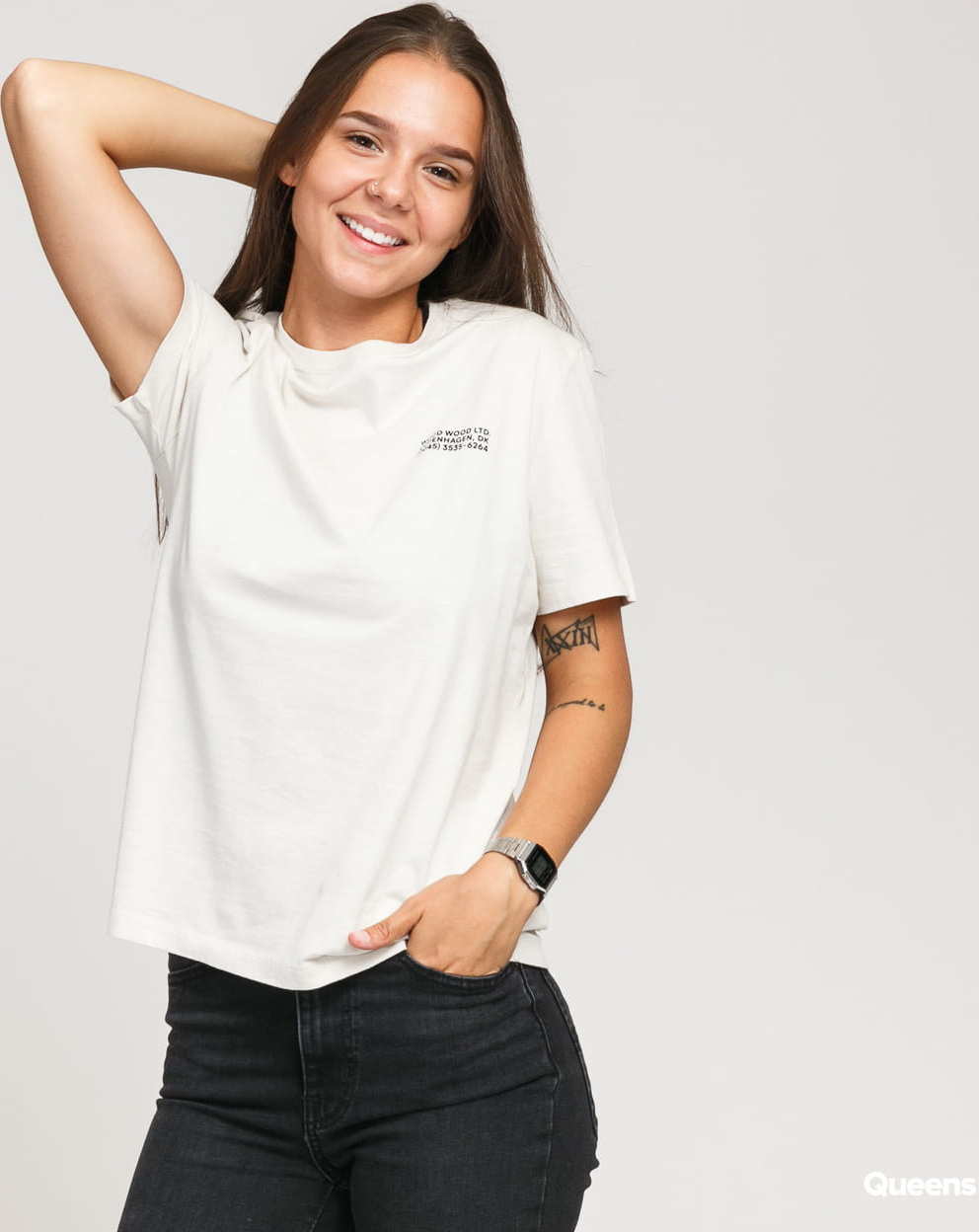 WOOD WOOD Aria T-shirt krémové L