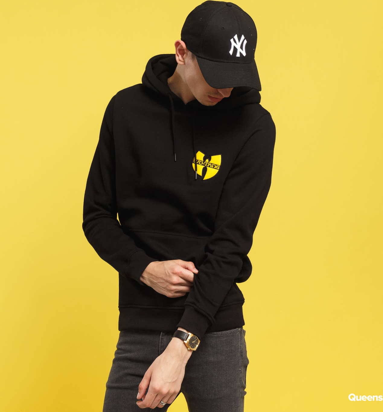 WU WEAR Chest Logo Hoody černá XXL