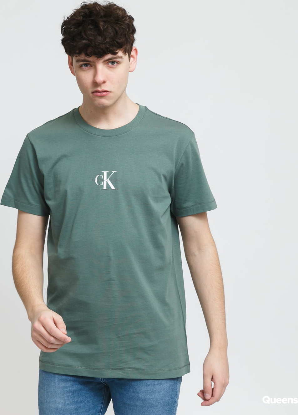 CALVIN KLEIN JEANS M Small Chest Monogram Tee olivové XXL