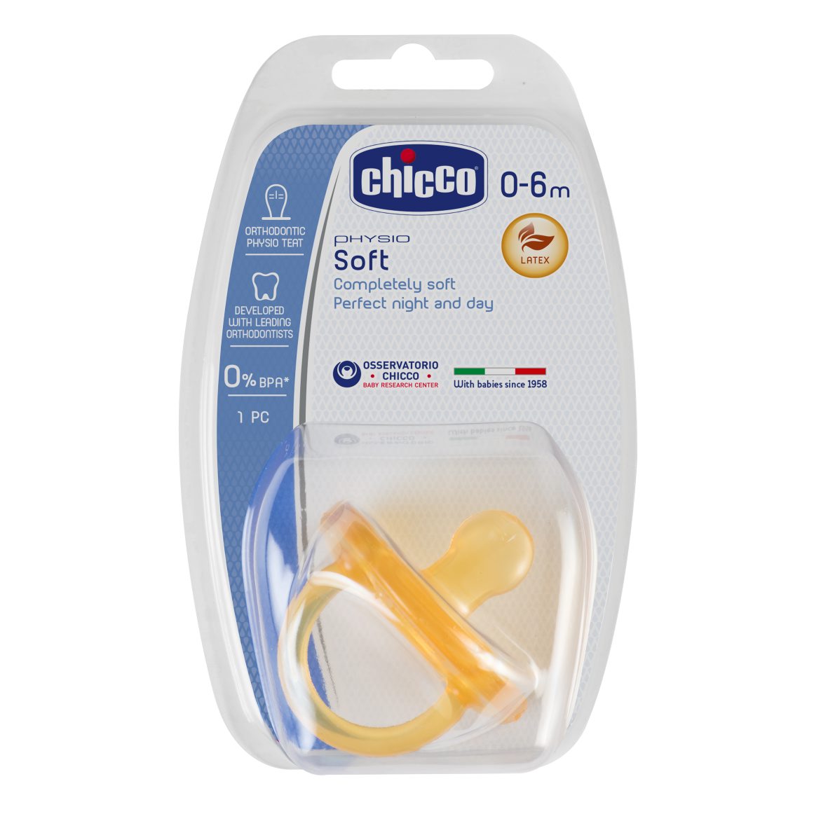 Chicco Šidítko Physio Soft celokaučukové