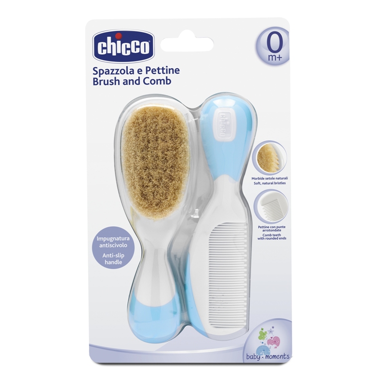Chicco Hřeben a kartáček - modrá 2 ks