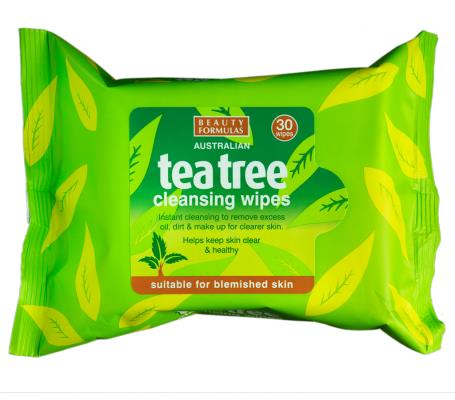 Beauty Formulas Čisticí ubrousky Tea Tree (Cleansing Wipes) 30 ks
