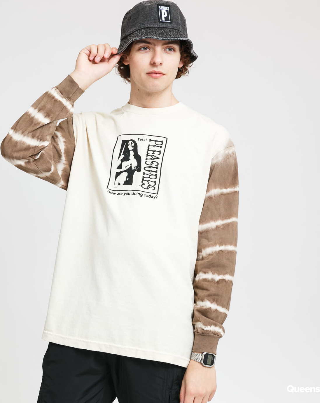 PLEASURES Cover Girl Long Sleeve Tee krémové / hnědé S