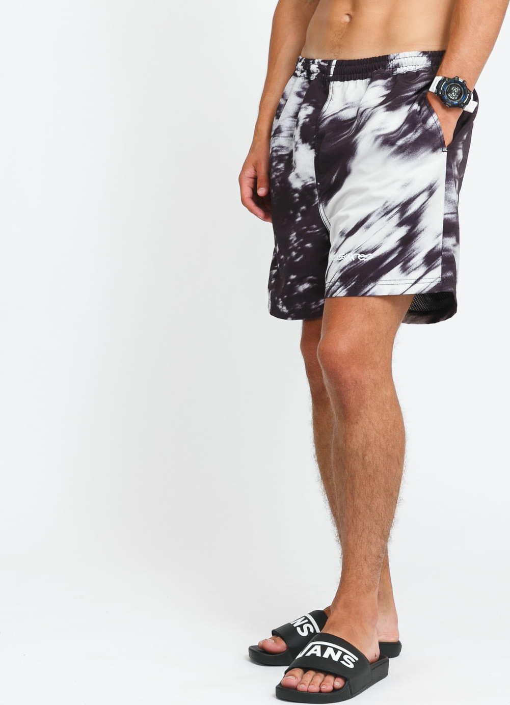 PLEASURES Hyde Nylon Shorts černé / světle šedé XL