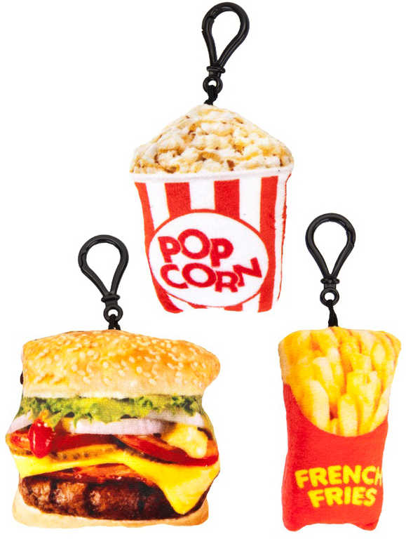 PLYŠ Přívěsek Fast Food 10cm s klipem klíčenka různé druhy *PLYŠOVÉ HRAČKY*