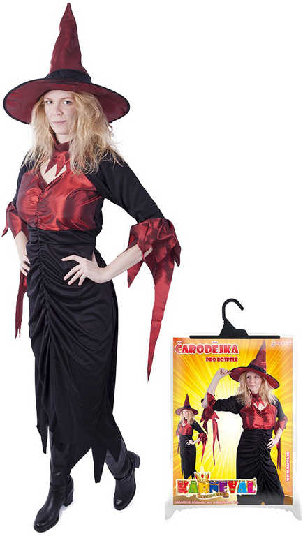 KARNEVAL Set šaty čarodějnice + klobouk dospělý vel.M KOSTÝM