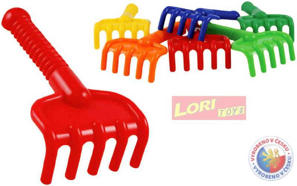 LORI 202 Dětské hrabičky 19cm plastové (hrábě) na písek 6 barev