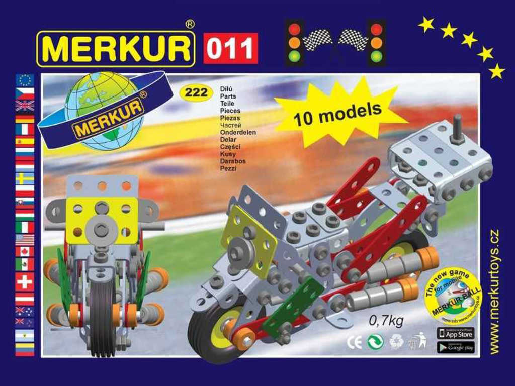MERKUR M 011 Motocykl 222 dílků *KOVOVÁ STAVEBNICE*