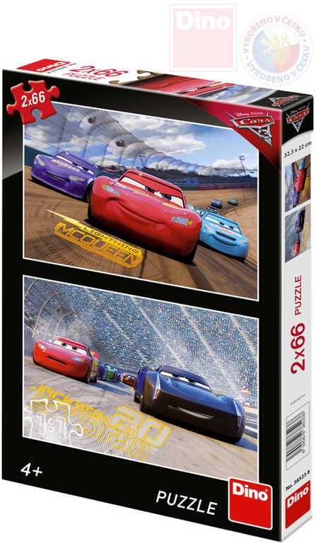 DINO Puzzle 2x66 dílků Cars3 (Auta) 32x22cm skládačka 2v1 v krabici