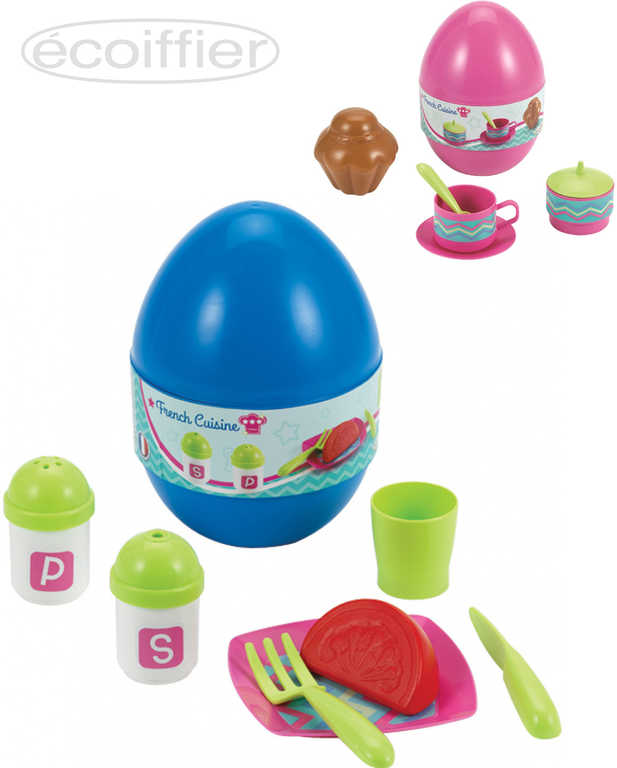 ECOIFFIER Baby set jídelní překvapení ve vajíčku různé druhy plast pro miminko