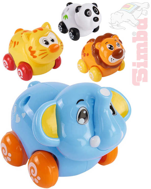 SIMBA Zvířátko baby veselé na kolečkách 8cm s otáčecí hlavičkou 4 druhy