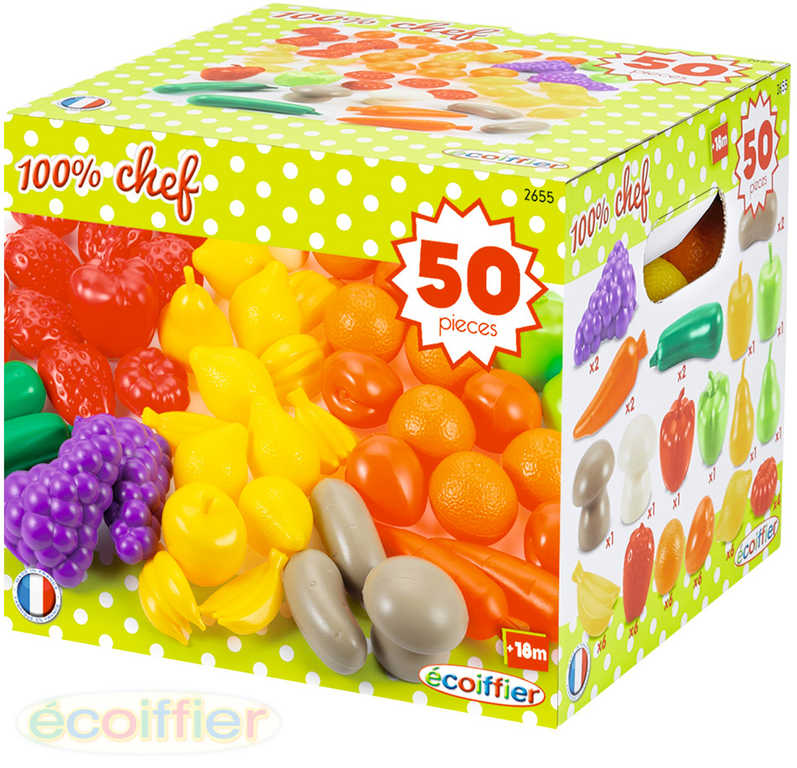 ECOIFFIER Ovoce a zelenina set 50ks makety potravin plastové v krabici