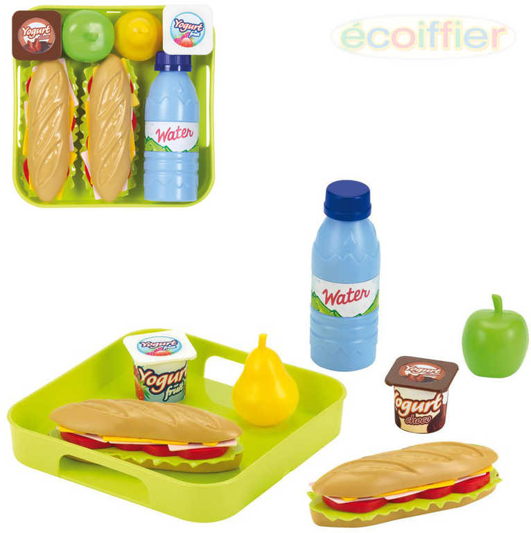ECOIFFIER Baby herní set svačina s podnosem dětské makety potravin plast