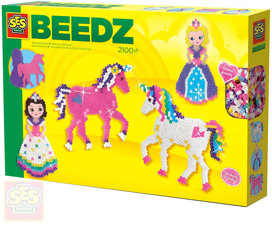 SES CREATIVE Kreativní set korálky zažehlovací 2100ks koně a princezny