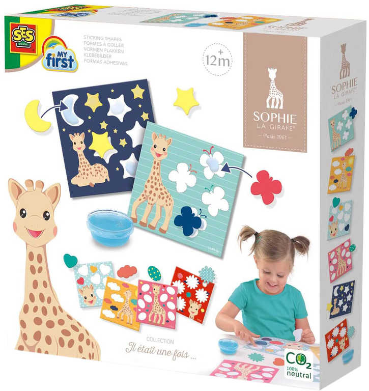 SES CREATIVE Baby Žirafa Sofie lepení tvarů set s prstovým lepidlem