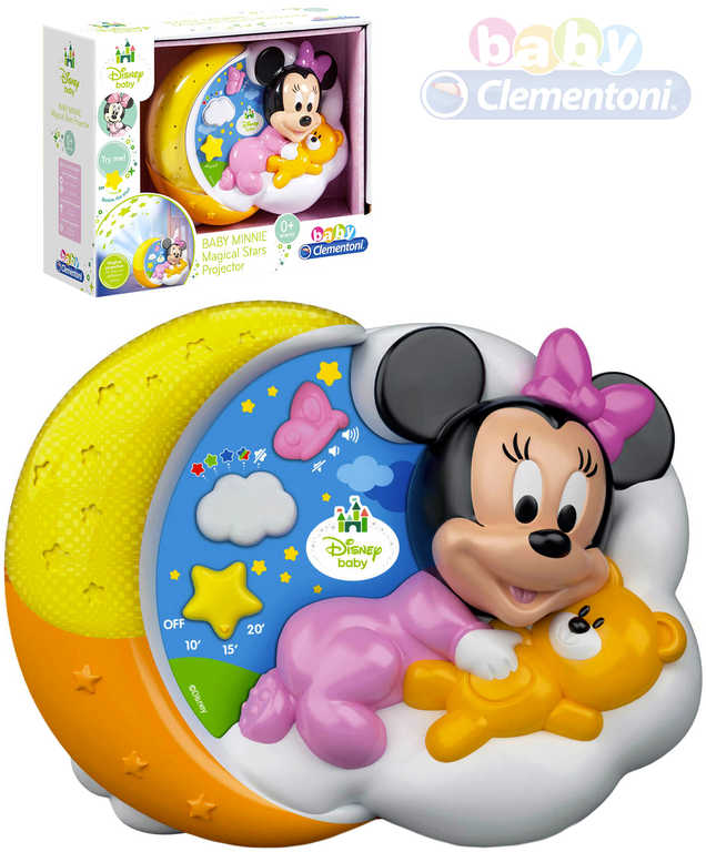 CLEMENTONI Baby projektor Minnie Mouse kouzelné hvězdy na baterie Světlo Zvuk