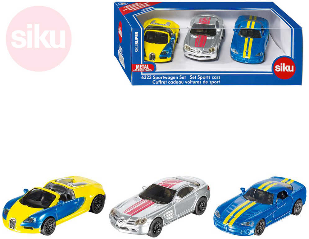 SIKU Super sportovní auto kovové set 3ks v krabici