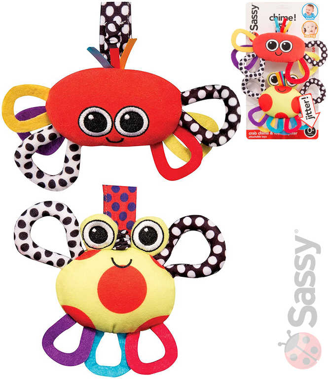 SASSY Baby set krab a humr vibrující zvířátko na natažení 2 druhy pro miminko