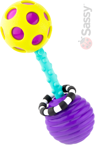 SASSY Baby chrastítko činka 18cm plast pro miminko na kartě