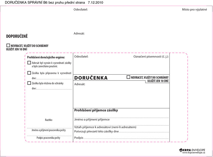 Obálky B6 s doručenkou
