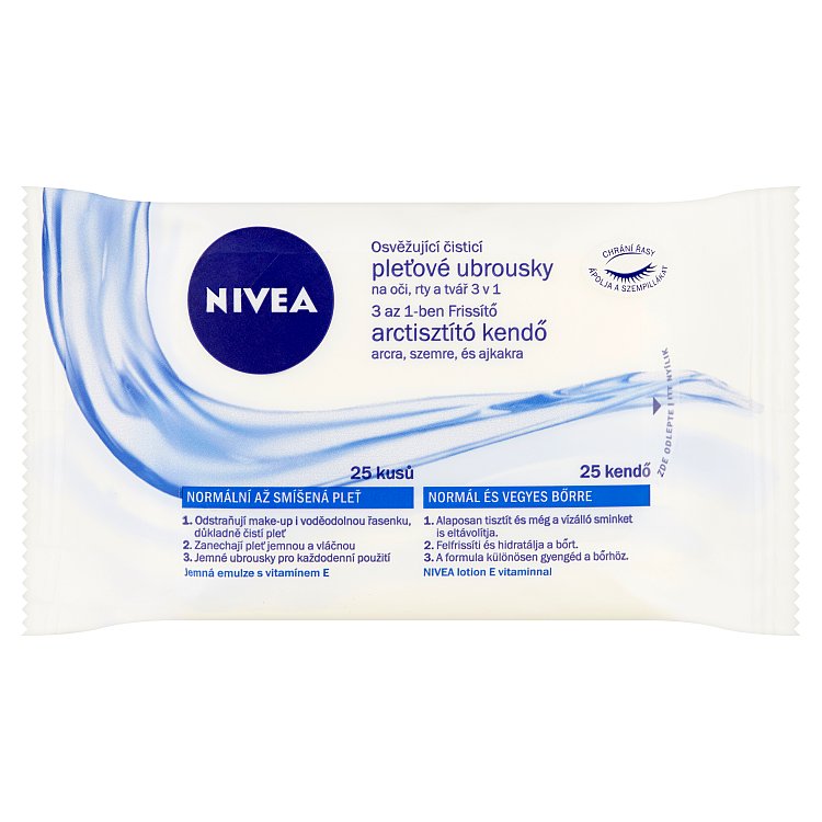 Nivea 3 v 1 osvěžující čisticí pleťové ubrousky 25 ks