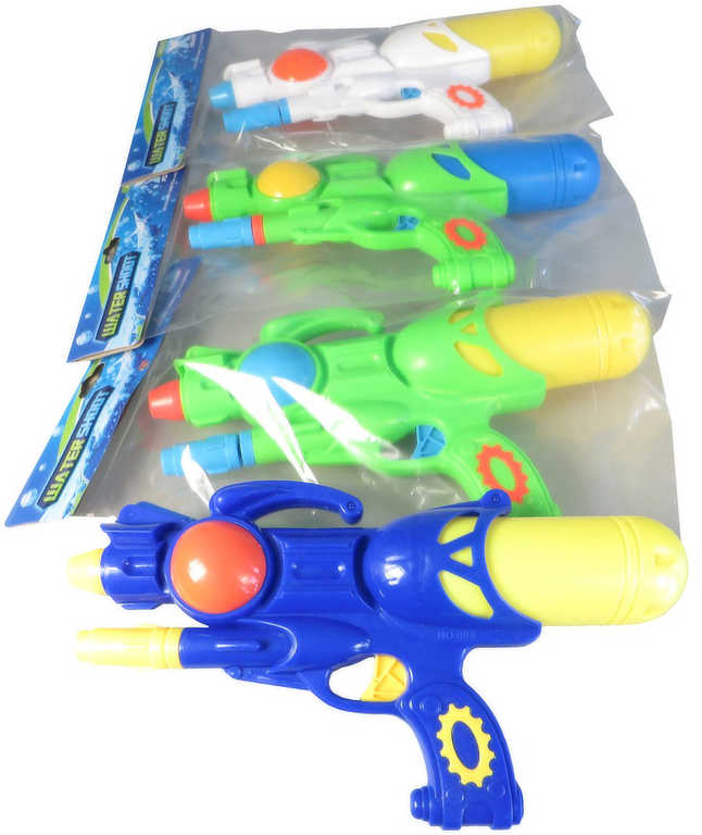 Pistole vodní 28cm se zásobníkem na vodu 4 barvy plast v sáčku