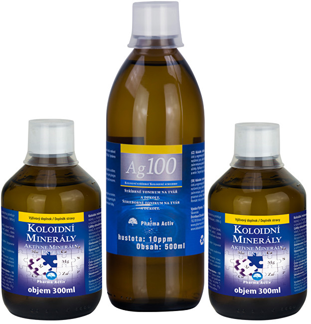 Koloidní minerály 2x 300 ml + Koloidní stříbro Ag100 (10ppm) 500 ml ZDARMA