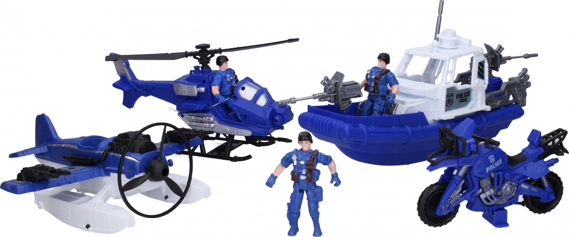 Policejní set s figurkami člun 33 cm
