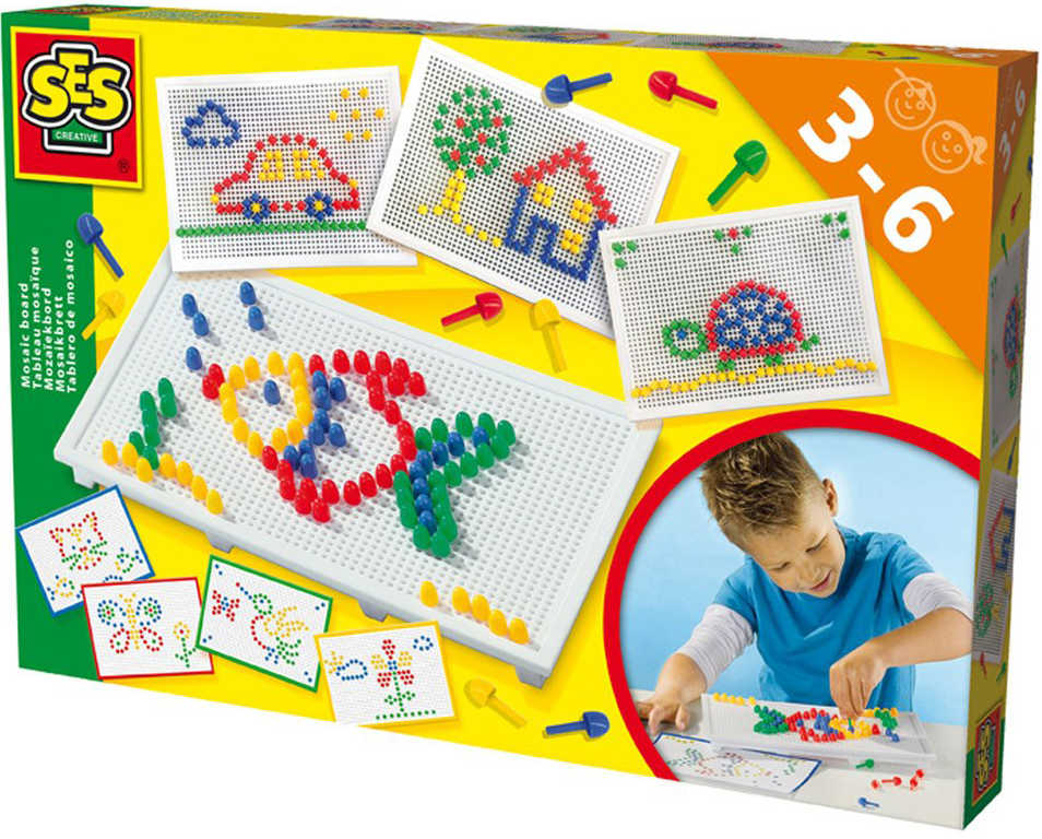 SES CREATIVE Mozaika na desce set s předlohami v krabici