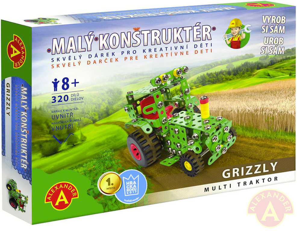 ALEXANDER Malý konstruktér Grizzly Traktor konstrukční STAVEBNICE 320 dílků kov