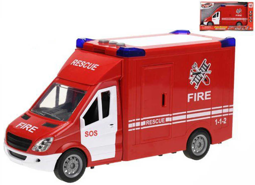 Auto hasičská dodávka 27cm na setrvačník na baterie Světlo Zvuk