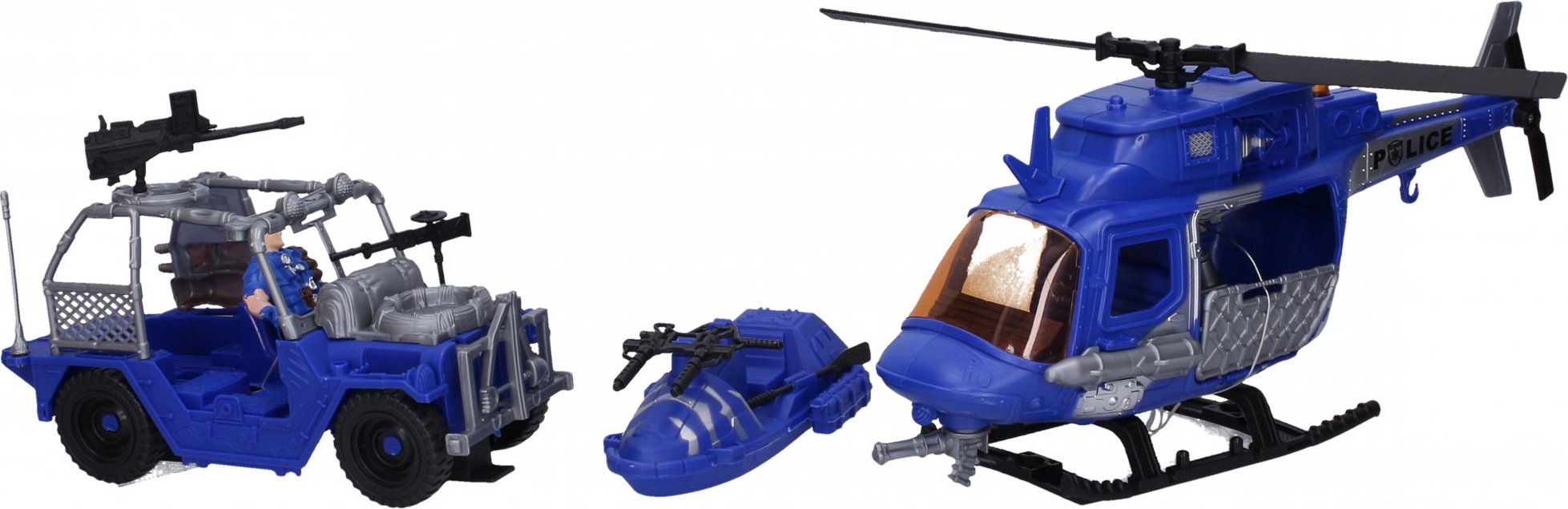 Policejní set s figurkami vrtulník 33 cm